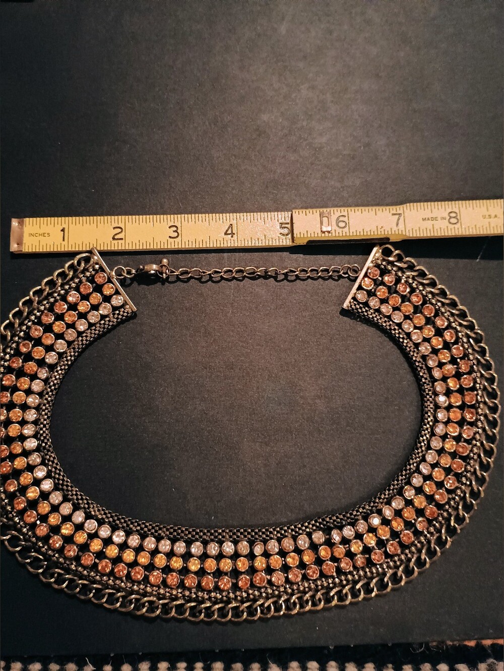 Statement Collar Necklace with Amber and Champagne Crystals